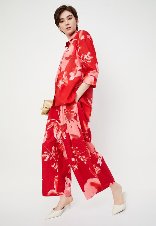 Night Suit Floral Red